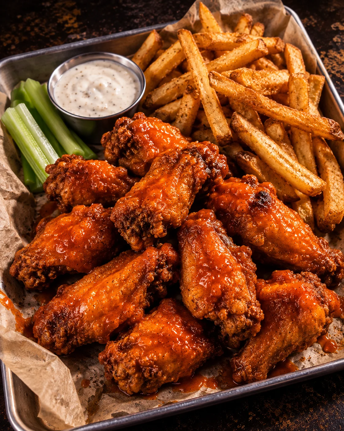 Wing combo with fries and ranch